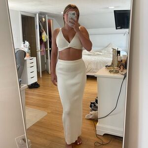 Meshki Kaesha Split Midi Knitted Skirt and Kaesha Twist Front Knit Top set